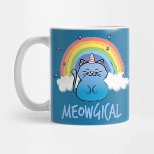 Blue cat unicorn Mug